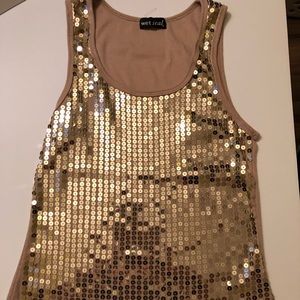 Wet Seal gold sequins tank top